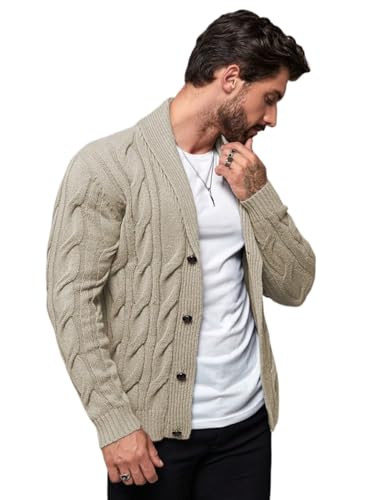men's pullover sweaters Shawl Collar Knit Button Front Cardigan