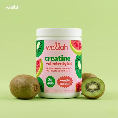 Image of Wellah Creatine + Electrolytes Powder (Guava Kiwi) 30 Servings | Hydration Drink Mix with 3g of Creatine Monohydrate