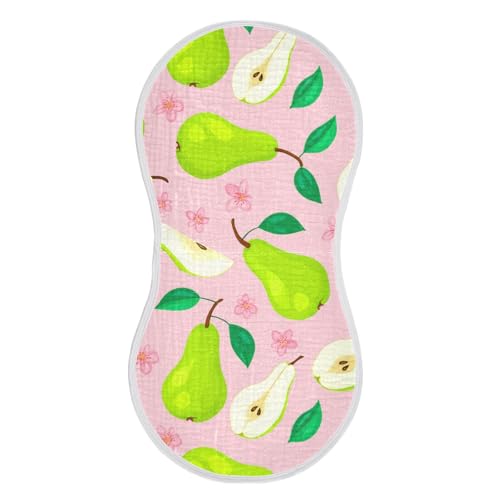 MCHIVER Pear Blossom Fruitage Rose Baby Burp Cloths Cotton Washcloths Super Soft Absorbent Burping Rags for Baby Boy Girls Newborn Towel 2 Pack