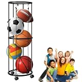 Ayolofei Support de balle vertical avec roulettes - Cage de rangement murale pour ballon de basket-ball, football, volley-ball (2 couches)