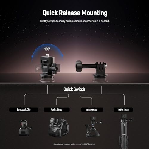 Image of Neewer Magnetic Action Camera Mount Kit, Compatible with GoPro Hero 13 12 11 Max DJI Osmo Action Insta360, ABS Magnetic Quick Release Mount for POV Shots, GP-24