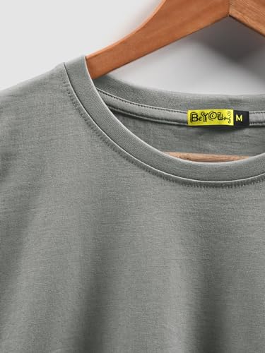 Image of BEYOUNG Cotton Regular Fit Plain T-Shirt for Men | Flexible Round Neck | Casual T-Shirt | Solid T-Shirt | Half-Sleeves | Stylish T-Shirt