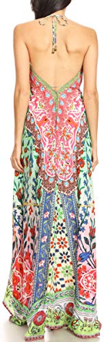 Image of Sakkas Lizi Womens Maxi High-Low Halter Handkerchief Long Dress Beach Party
