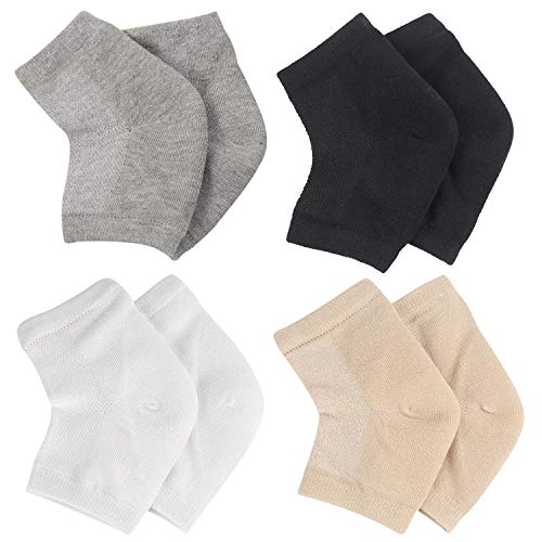 Hedume 4 Pairs Ventilate Gel Heel Socks, Soft Open Toe Socks, Toeless Spa Socks for Dry Cracked Heels, Moisturizing Day Night Care Foot for Both Women & Men (4 Colors)