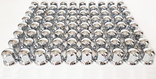 Sertplas Lot de 80 x 33 mm Camion Cache-Écrous Longue Roue Écrou Boulon Housses Chrome Voiture Cache Bouchon de Roue en ABS Plastique Chromé pour Camion,...