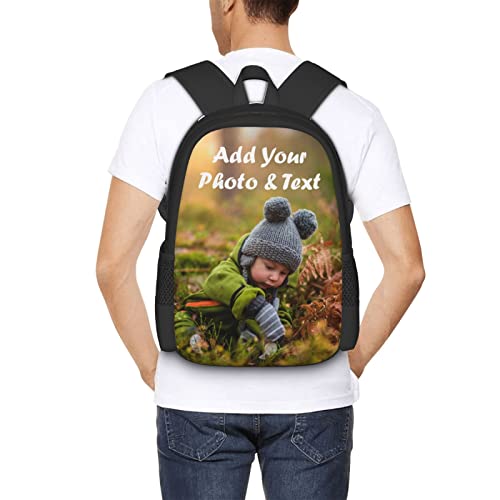 XIAYPRL Custom Backpack with Photo/Picture Personalised Rucksack for Adults with Your Own Design Name Text, Customisation Casual Bookbags Laptop Backpacks for Student Girls Boys
