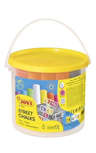 Jovi - Street Chalks, 21 craies jumbo, Couleurs assorties pour dessiner sur le sol, Idéal pour les jeux et les peintures murales sur l'asphalte, Facile à...