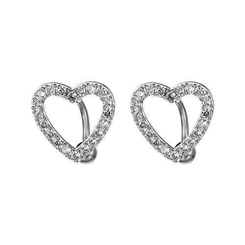 2 Pcs Belly Button Rings For Women Girls Silver Cz Pave Heart Belly Button Rings Trendy Navel Rings Piercing Body Jewelry Sparkling Zircon Belly Rings Set(Silver Heart) #TOP22