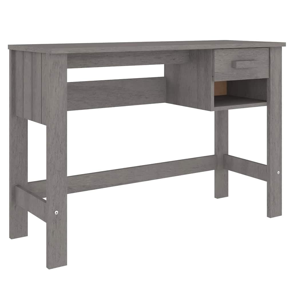 Scrivania 110 x 40 x 75 cm in legno di pino massiccio grigio chiaro con