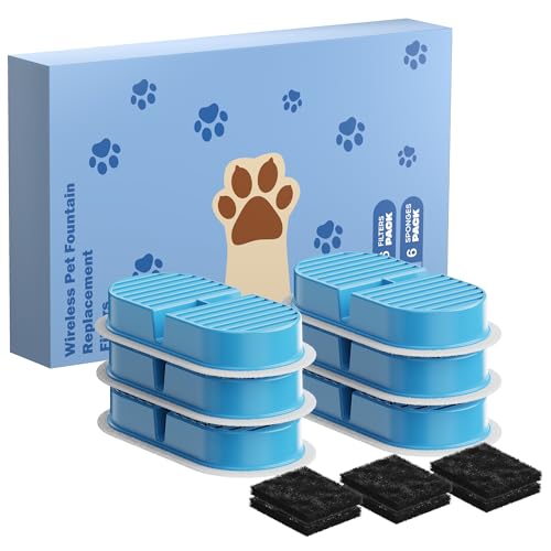 VKIMISS Filtros Fuente para Gatos: 12 Filtros Fuente Gatos   Filtro para Fuentes de Gato   Bebedero Gato Filtro   Filtración Múltiple   6 Carbóns + 6 Esponjas
