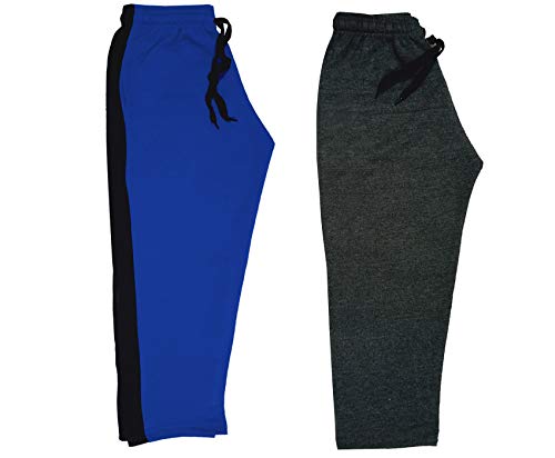 Image of IndiWeaves Kids Unisex Solid Fleece Warm Track Pants Winter Lower for Boys & Girls (Dark Grey; Royal Blue; 10-11 Years) Pack of 2