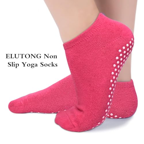 ELUTONG Yoga Socks Non Slip Socks with Grips 3-6 Pairs Non Skid Pilates Ballet Barre Hospital Socks for Women4