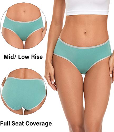 Wirarpa Women's Cotton Underwear Mid Low Rise Full Briefs Breathable Ladies Regular Panties Multicolor 5 Pack Size 6 #TOP1