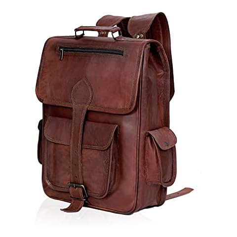 Goatstuff Leather Handmade Vintage Style 2 in 1 Backpack / Collage / Travel / ME, Brown (Brown) - 2D-1XGK-KP4E Cover