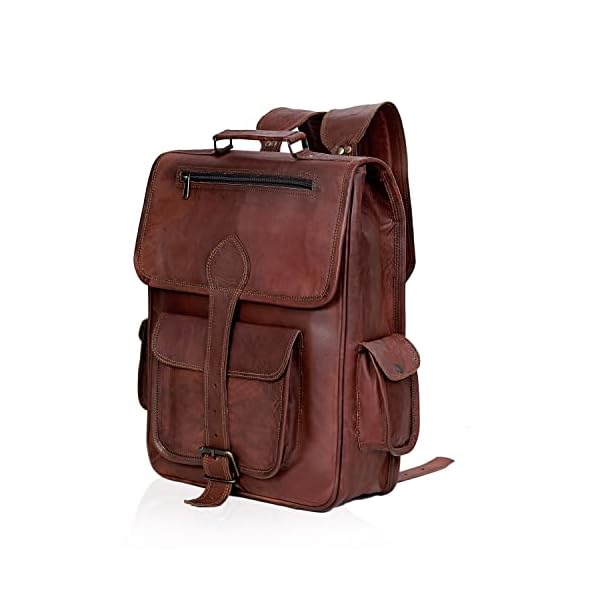 cuero Vintage Full Grain 21 Inch Leather Laptop LARGE Backpack Casual Camping Travel Rucksack Knapsack (glb 26)