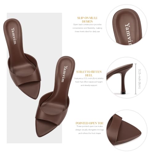 Image of Heel Mules for Women Pointed Open Toe High Heel Sandals
