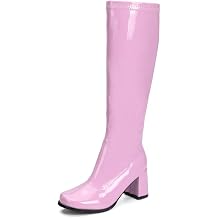 LIURUIJIA Womens Gogo Boots Knee High Chunky Block Heel Square Toe 60s 70s Disco Costume Boots