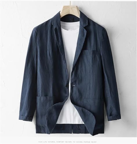 Men's Linen Blazer Thin Vintage Long Sleeve Single Breasted Lapel Business Casual Suit Jackets4