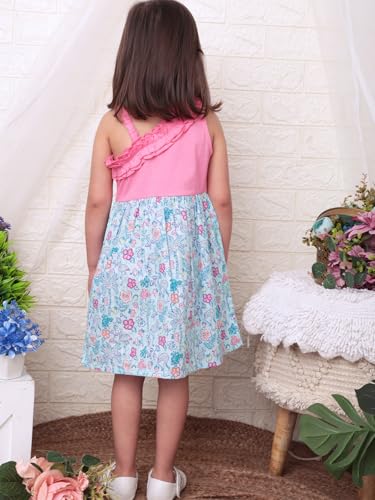 Image of Nautinati Baby Girls Strap Sleeve Fit & Flare Frock | Age 0-3 Years