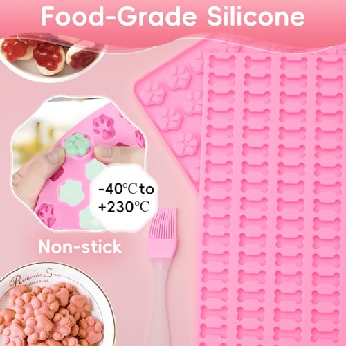GOTRUST 2er Silikon Backmatte für Hundekekse Mini, Antihaftend Silikonform Hundeleckerli Klein, Wiederverwendbare Silikonmatte Backform, Backmatte für Kekse, Leckerlis, Pralinen