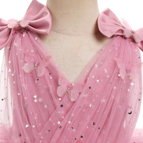IMEKIS Toddler Girls Butterfly Birthday Dress Rainbow Tulle Formal Wedding Party Ruffle Tutu Dresses Photo Shoot2