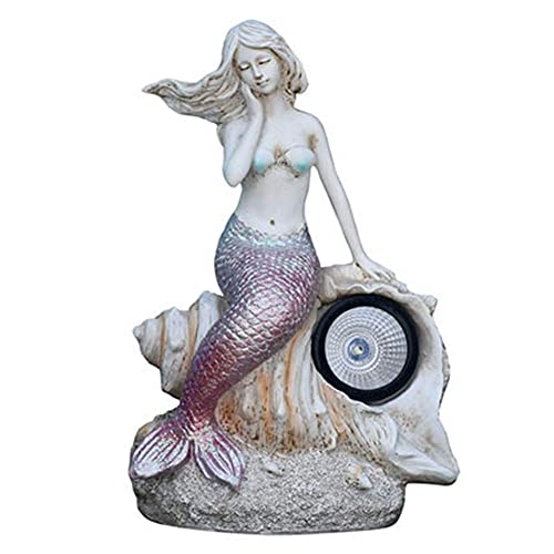Wsimei Garden Mermaid Solar Powered Statue,Creative Solar Powered Outdoor Lights,Decorative Sculpture,Resin Statues Crafts,Yard Art Decoration A 27X18X12Cm #TOP14
