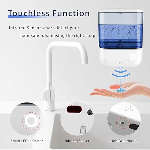 Image of Carnival Automatic Soap Dispenser for Bathroom Handwash Wall Mounted Liquid Soap Dispensers Hand 1000ml Wash Touchless Sensor Smart for Home Kitchen Basin Sink (ABS-(Automatic))