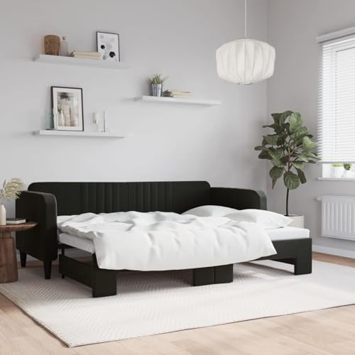 LAPOOH Sofá Cama Nido Terciopelo Negro 80x200 cm, Estructura de Cama, Sofas De Salon, Sofa Relax, Sofa Bed, Base De Cama, Marco De Cama, Somier   3197060