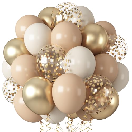 Image of Gold Beige Balloons, 55 PCS Neutral Boho Wedding Baby Shower Party Balloons