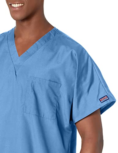 Image of Cherokee Scrubs for Women and Men Unisex V-Neck Tunic Nursing Scrub Top with Chest Pocket, Tuckable Durable Fabric - 4777 | 1 Chest Pocket For Essentials, Traditional Fit, Durable Construction, Comfortable Knit Details, Easy Care, Tuckable Style