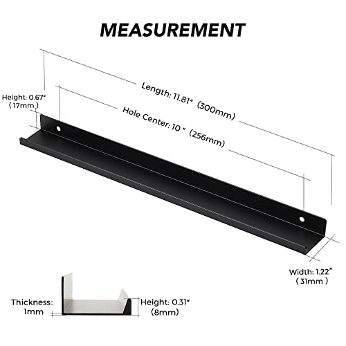 Image of Ravinte 3 Pack Finger Pulls for Cabinets 300mm /11.81 inch Length Black Pulls | 256mm /10 inch Hole Center Concealed Handles, Tab Handle Profile, Minimal Look, For Kitchen Drawers Tab Handle