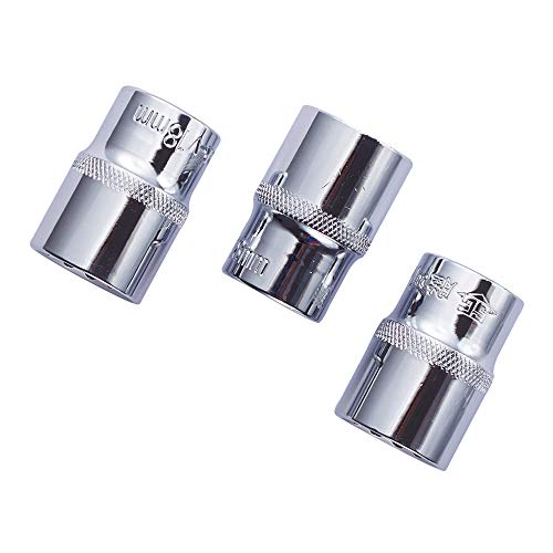 Utoolmart 18mm 12 Point Torx Shallow Socket 1/2inch Drive Chrome Vanadium Steel 38mm Length Universal Spline Shallow Impact Plum Sleeve for DIY Hand-Making Automotive Repairs 3pcs