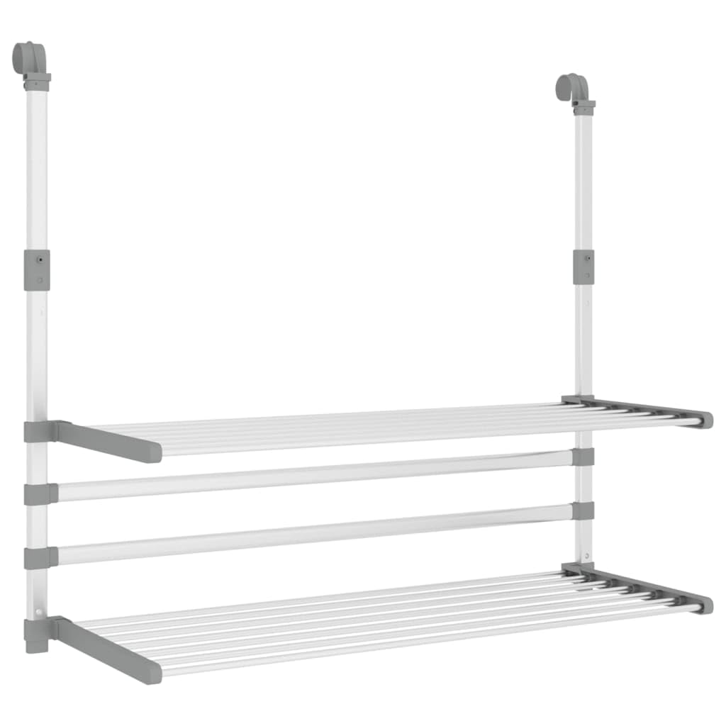 YUOGHRTFE Aluminium Foldable Drying Rack for Balcony, 89x25x60-95 cm, Retractable Clothes Airer with Door Hook for Laundry, Bathroom, or Radiator
