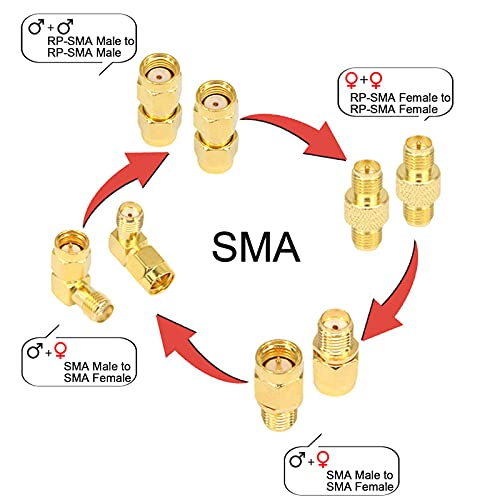 Onelinkmore Sma Adapter Kits Sma Male Female Wifi Antenna Extension Connector For Fpv Antenna Adapter 90 Degree Plug Adapter Sma Connectors Nano Vna Vtx Antenna Baofeng Antenna Adapter Pack Of 15 #TOP1