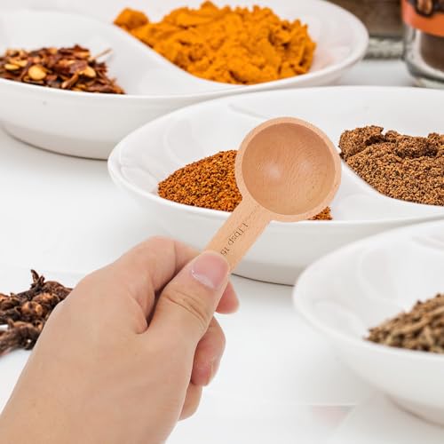 Cucharas medidoras de madera para café té especias pequeñas y duraderas 7