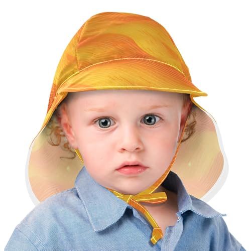 Abstract Glitter Yellow Wave Lines Infant Toddler & Kids Beach Hat Boy Hat Baby Girls UV Protection Large Brim Traveling Swim2