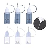 Hawfund Set mit Nadeldüsen, 6 kleine Plastikflaschen zum Befüllen (5ml/10ml) – Spritzflasche mit feiner Spitze für Kleber, Farbe, Modellbau & Bastelbedarf