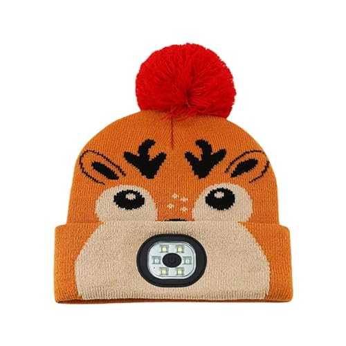 Kids Boys Girls Winter Warm Beanie Hat with Waterproof Light LED USB Rechargeable Funny Headlight Knit Hat2