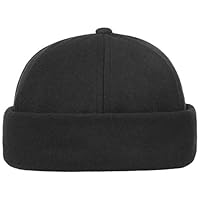 Lipodo Dockermütze Damen Herren Wollmischung Gefüttert mit Fleece Umschlagmütze mit Klettverschluss Herbst Winter schwarz One Size