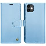AIMOYU for iPhone 12 Case, Flip Wallet Leather Phone Case with [4 Card Slots] [Kickstand] [RFID Blocking] Magnetic Protective Shockproof Cover for iPhone 12 Phone Case - Sky Blue