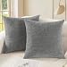 CaliTime Pack of 2 Cozy Throw Pillow Covers Cases for Couch Sofa Home Decoration Solid Dyed Soft Chenille 18 X 18 Inches Medium Grey