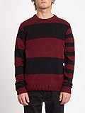 Corte ceñido Volcom Edmonder Striped Sweater Sudadera, Hombre, Port, XL