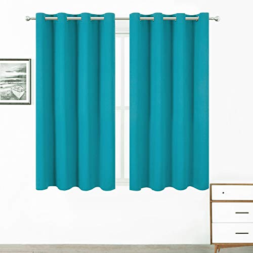Image of LEMOMO Turquoise Thermal Blackout Curtains /52 x 72 Inch /Set of 2 Panels Room Darkening Curtains for Bedroom
