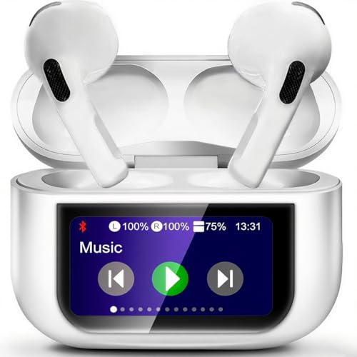 Touch-Screen Bluetooth 5.4 Wireless Earbuds with 50-Hour Playtime ANC/ENC Noise Canceling Transparency Mode IPX7 Waterproof 5 EQ Modes - Compatible with Android/iOS Multi-Function Headphones