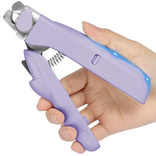 HOTUT Cortaúñas para Mascotas con Luz LED, 2 en 1 Cortauñas para Perro y Gato, Cortaúñas para Mascotas con y Lima de Uñas y Protector contra Salpicaduras Transparente para Perros, Gatos y Otras