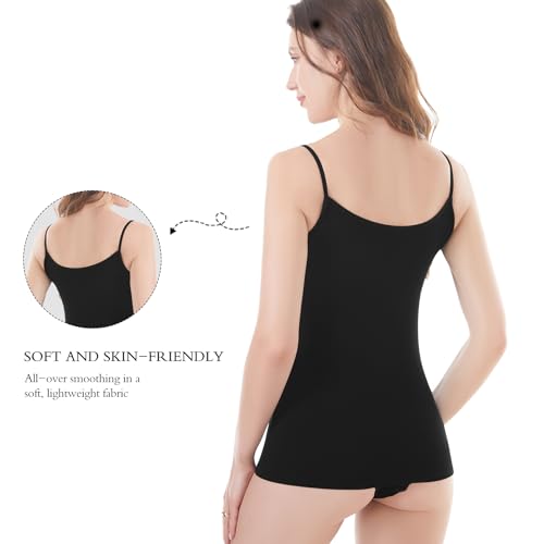 Image of Womens Tank Top Camisoles with Premium Cotton Italian Design - Trimmed with Flower Lace on Neckline
