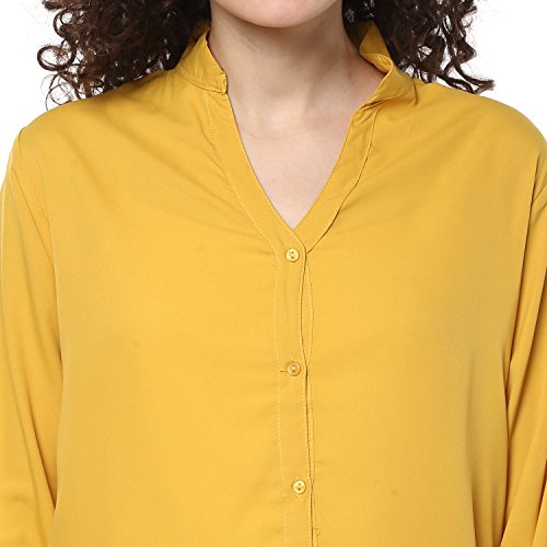 Image of mayra Women's Crepe Yellow Color Long Sleeve Shirt