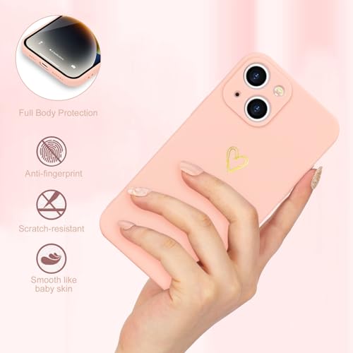 Image of Wirvyuer for iPhone 14 Case Cute Slim Shockproof Phone Case with Wireless Charging Support and Protection, Pink