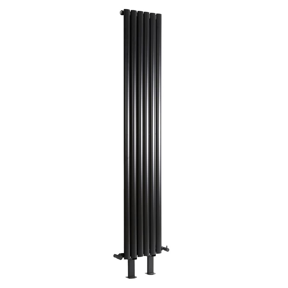 Milano Black Aruba Vertical Single Oval Panel Radiator Feet - 1600Mm X 354Mm