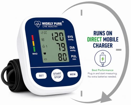 Image of Widely Pure Fully Automatic Digital Blood Pressure Monitor With Intellisense Technology With 4 Battries and USB Type C Cable Powered For Most Accurate Measurement
